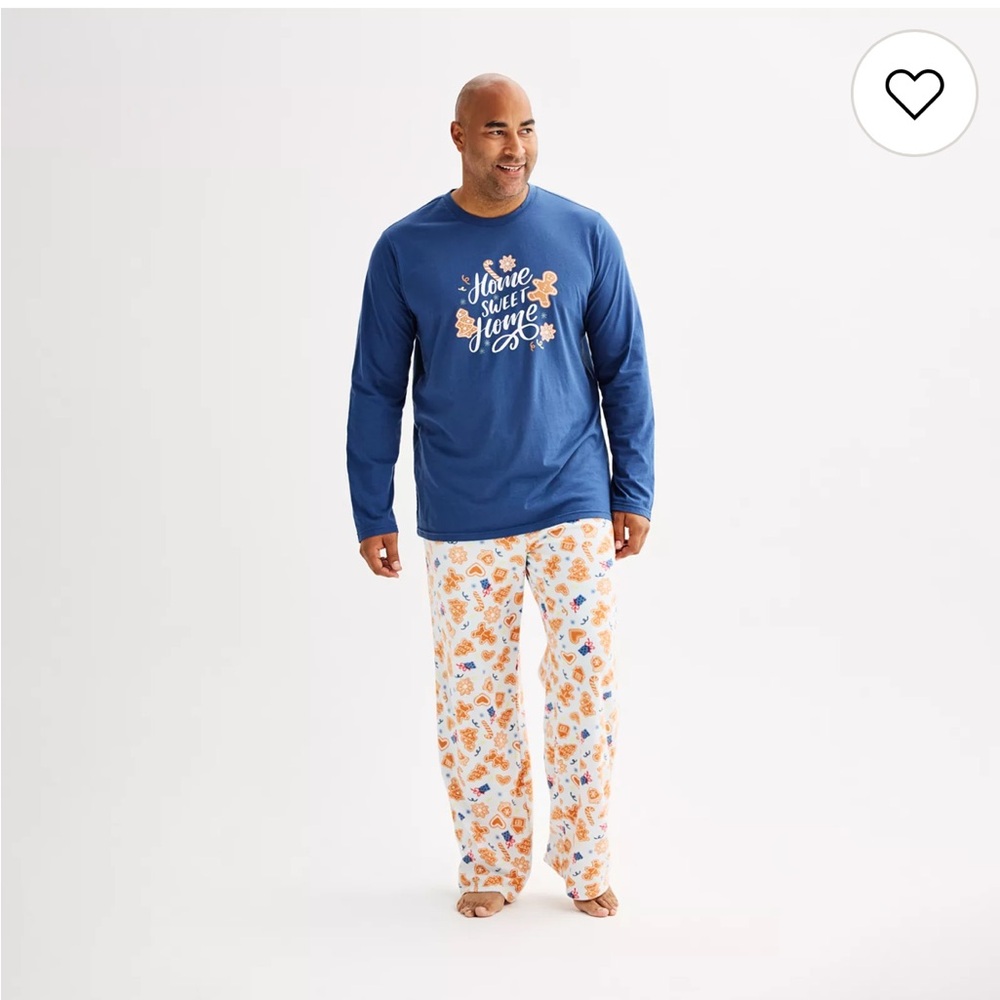 New Kohls Christmas cookies pajama set men’s holiday 2 pc pajamas LARGE - tall